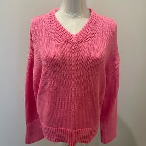 J Crew Pink Heritage Cotton Relaxed V-Neck Women's Sweater NWOT